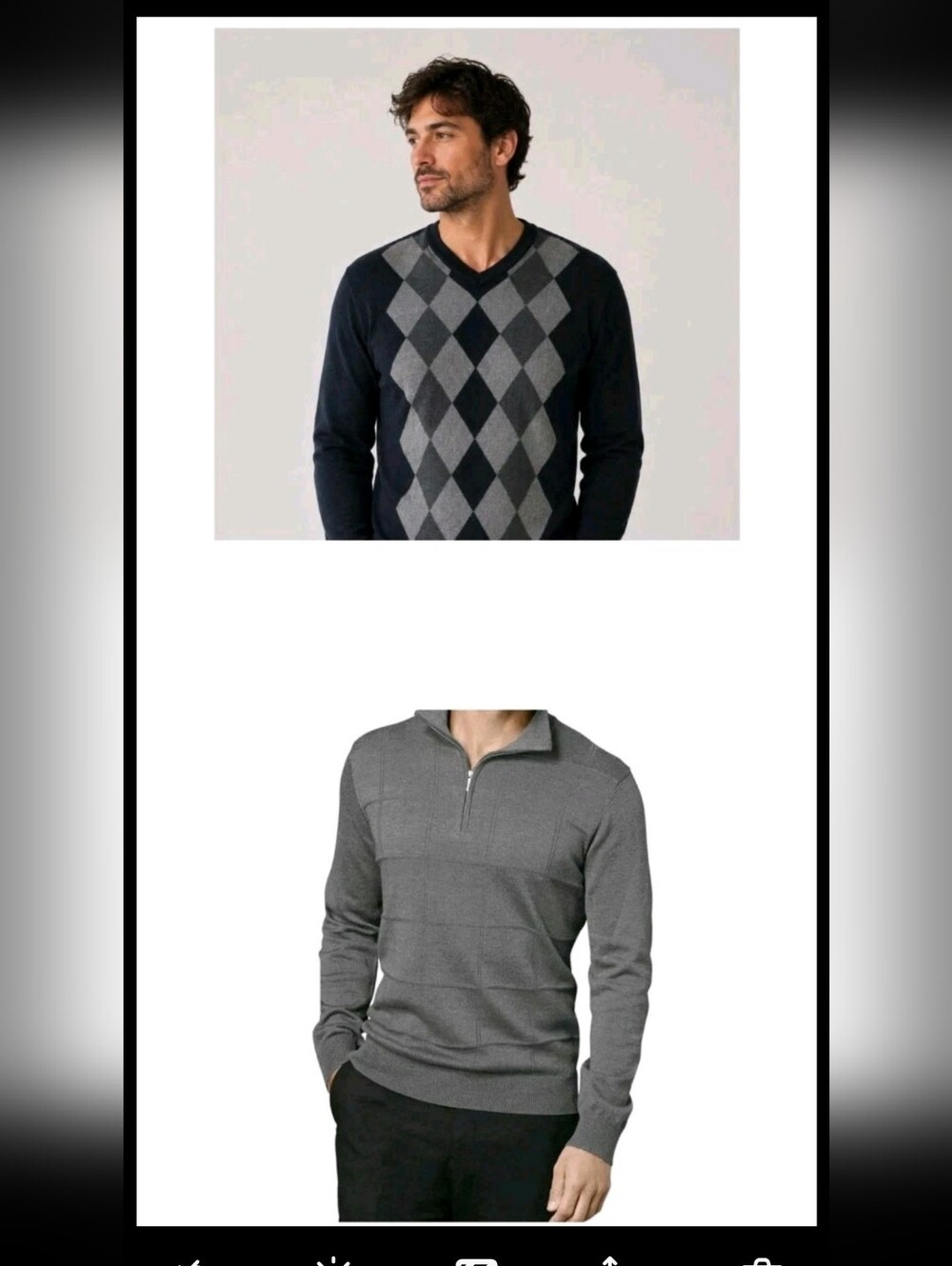 Van Husen Mens Lot Of Two Sweaters Size XL Argyle Blue Windowpane 1/4 Zip Gray